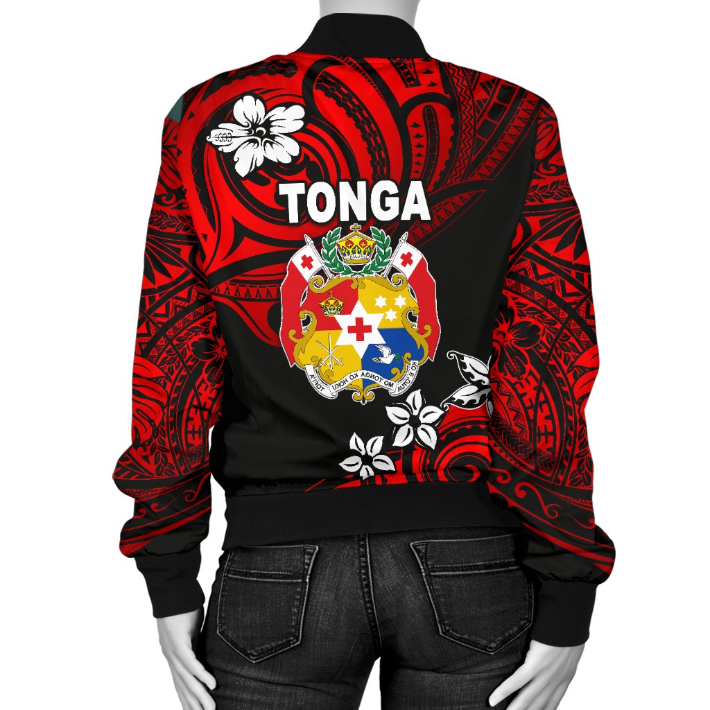 Mate Ma'a Tonga Rugby Women's Bomber Jacket Polynesian Unique Vibes - Red - Polynesian Pride