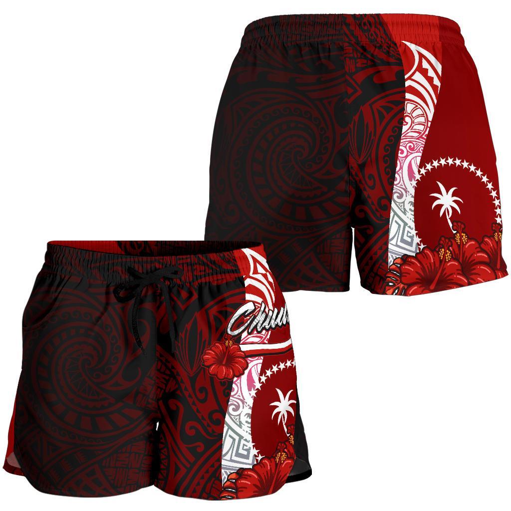Chuuk Micronesia Women's Shorts - Coat Of Arm With Hibiscus - Polynesian Pride