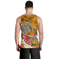 Polynesian Men's Tank Top - Turtle Plumeria Gold Color - Polynesian Pride