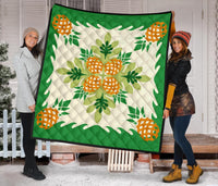 Hawaiian Pineapple leaves Tropical Pattern Premium Quilt - Green - Argu Style - AH - Polynesian Pride