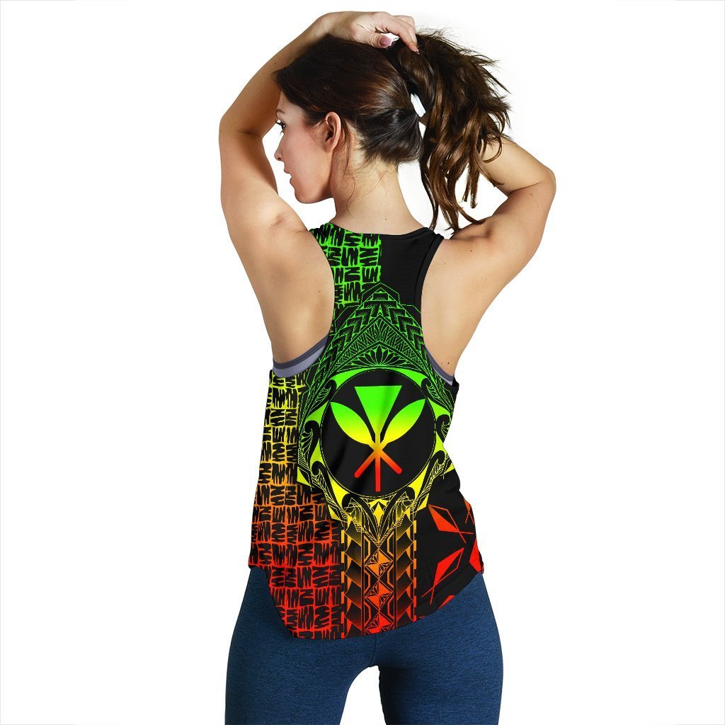 Hawaii Custom Personalised Women's Racerback Tank - Kanaka Maoli Rocket Style - Polynesian Pride
