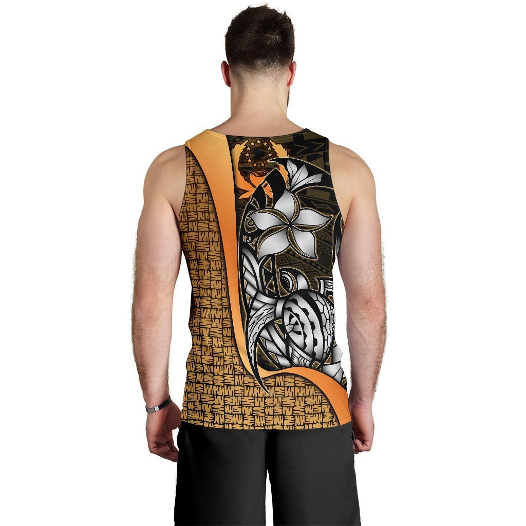 Pohnpei Micronesia Men's Tank Top Gold - Turtle With Hook - Polynesian Pride