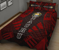 Nauru Quilt Bed Set - Nauru Coat Of Arms & Polynesian Red Tattoo Style - Polynesian Pride