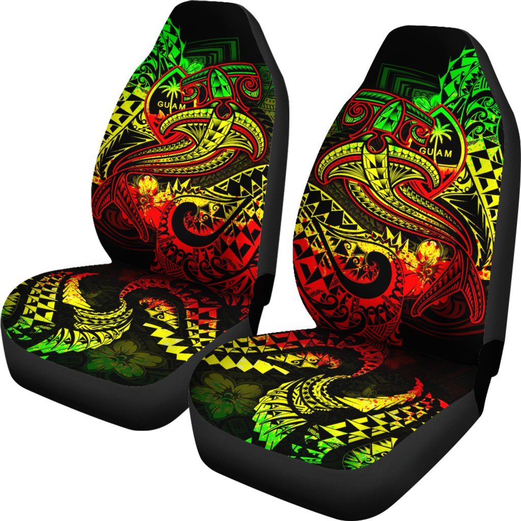 Guam Polynesian Car Seat Covers - Reggae Shark Polynesian Tattoo - Polynesian Pride