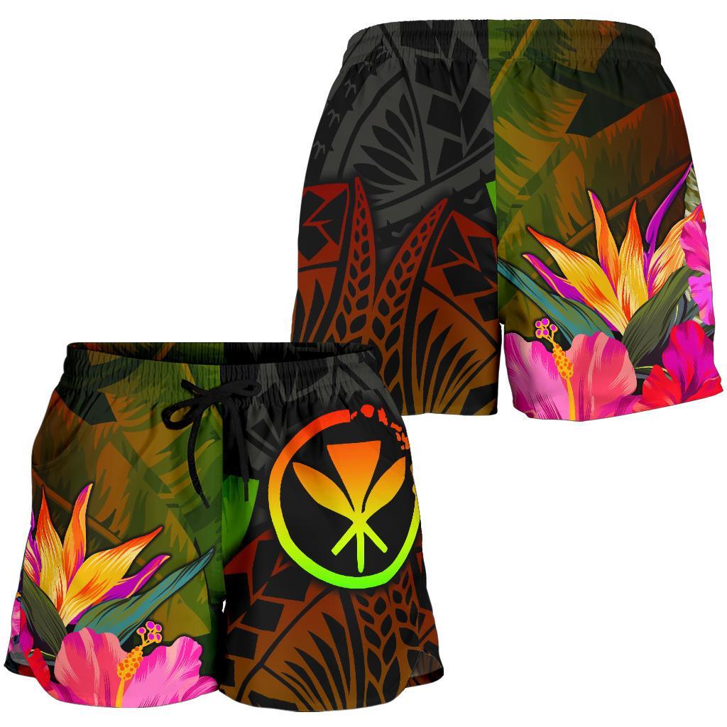 Polynesian Hawaii Kanaka Maoli Polynesian Women's Shorts - Hibiscus and Banana Leaves - Polynesian Pride
