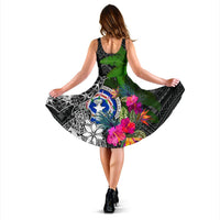 Northern Mariana Islands Midi Dress - Turtle Plumeria Banana Leaf - Polynesian Pride