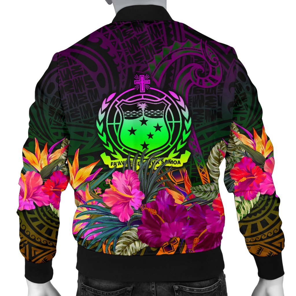 Samoa Personalised Men's Bomber Jacket - Summer Hibiscus - Polynesian Pride