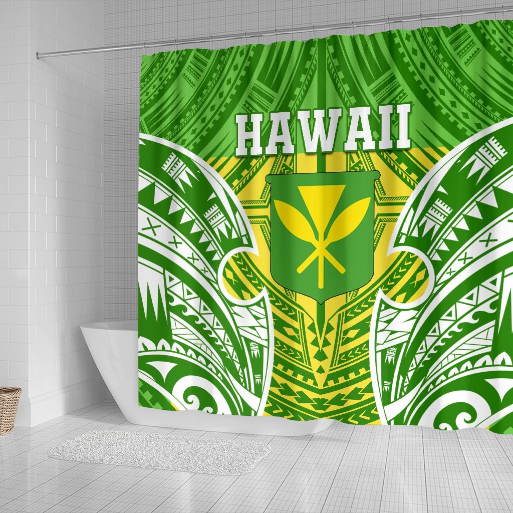 Hawaii Polynesian Shower Curtain - Hawaiian Pattern With Seal - Polynesian Pride