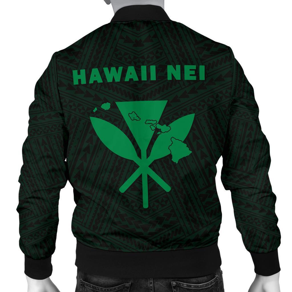 Hawaii Kanaka Polynesian Men's Bomber Jacket Green - Polynesian Pride
