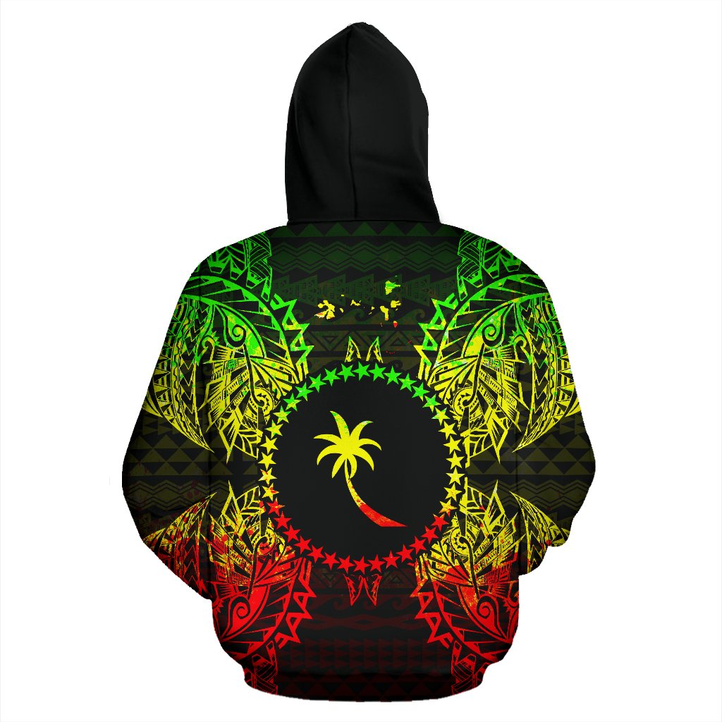 Chuuk Polynesian ll Over Hoodie Map Reggae - Polynesian Pride