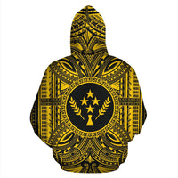 Kosrae ll Over Hoodie Kosrae Coat of rms Polynesian Gold Black - Polynesian Pride