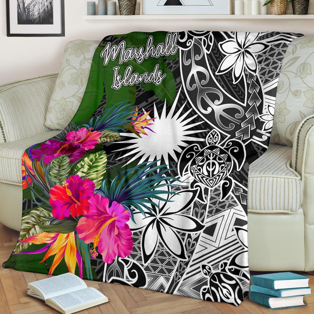 Marshall Islands Premium Blanket - Turtle Plumeria Banana Leaf - Polynesian Pride