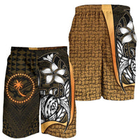 Chuuk Micronesian Men's Shorts Gold - Turtle With Hook - Polynesian Pride