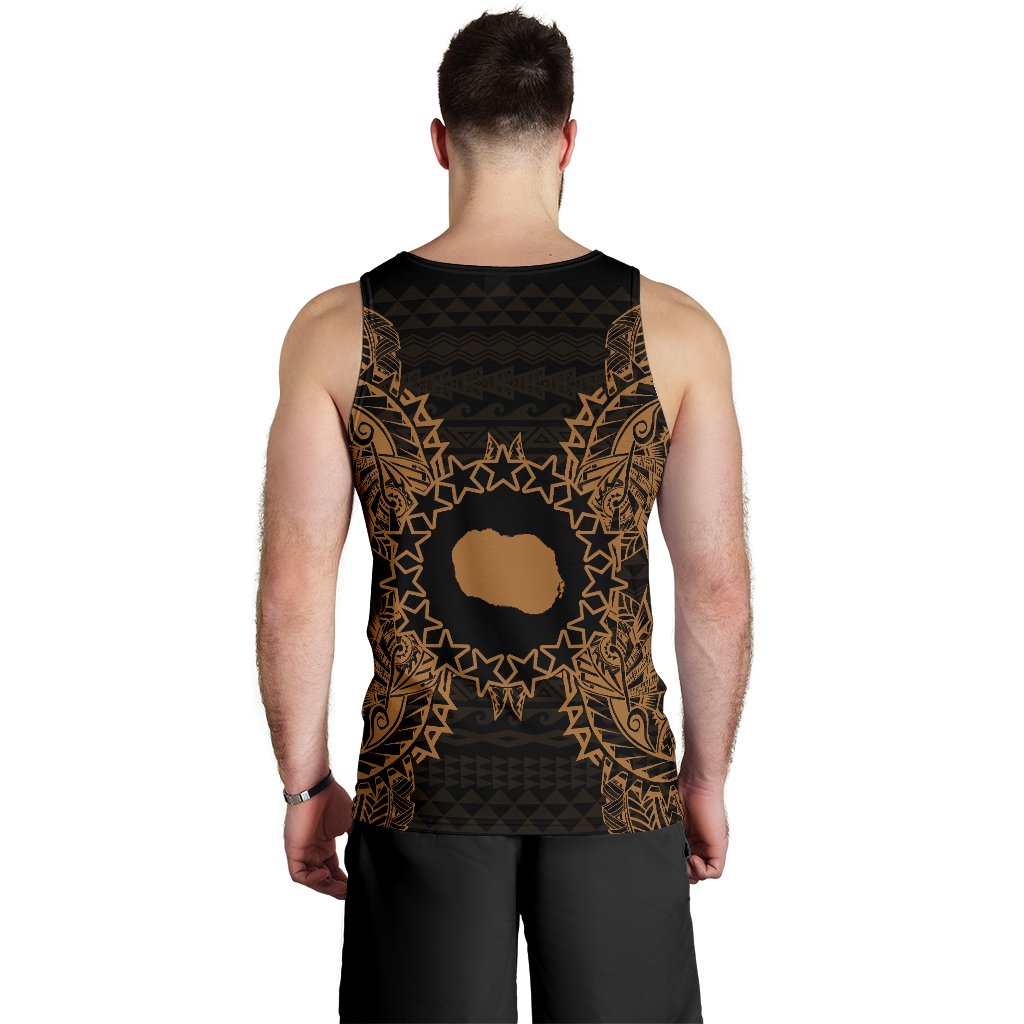 Cook Islands Polynesian Men Tank Top Map Gold - Polynesian Pride