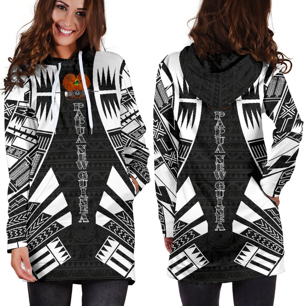 Papua New Guinea Hoodie Dress - Polynesian Tattoo Black - Polynesian Pride