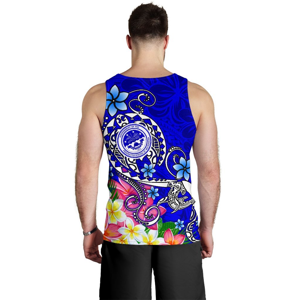 FSM Men's Tank Top - Turtle Plumeria (Blue) - Polynesian Pride