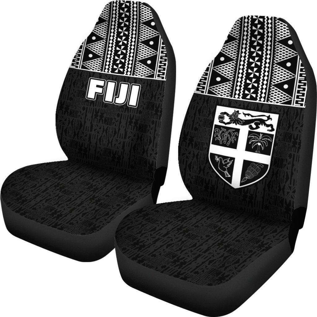 Fiji Tapa Car Seat Covers - Fiji Flag Black - Polynesian Pride