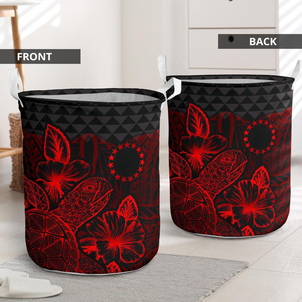 Cook Islands Laundry Basket - Polynesian Turtle Hibiscus Red - Polynesian Pride
