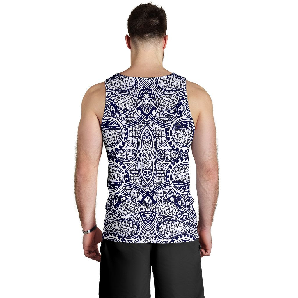 Polynesian Men's Tank Top Blue And White - Polynesian Pride