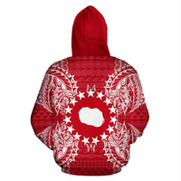 Cook Islands Polynesian ll Over Hoodie Map Red White - Polynesian Pride