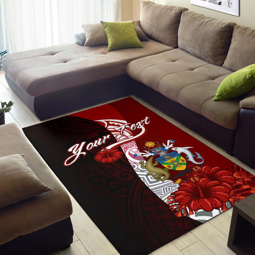 Solomon Islands Polynesian Custom Personalised Area Rug - Coat Of Arm With Hibiscus - Polynesian Pride
