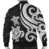 Papua New Guinea Men's Bomber Jacket - White Tentacle Turtle - Polynesian Pride