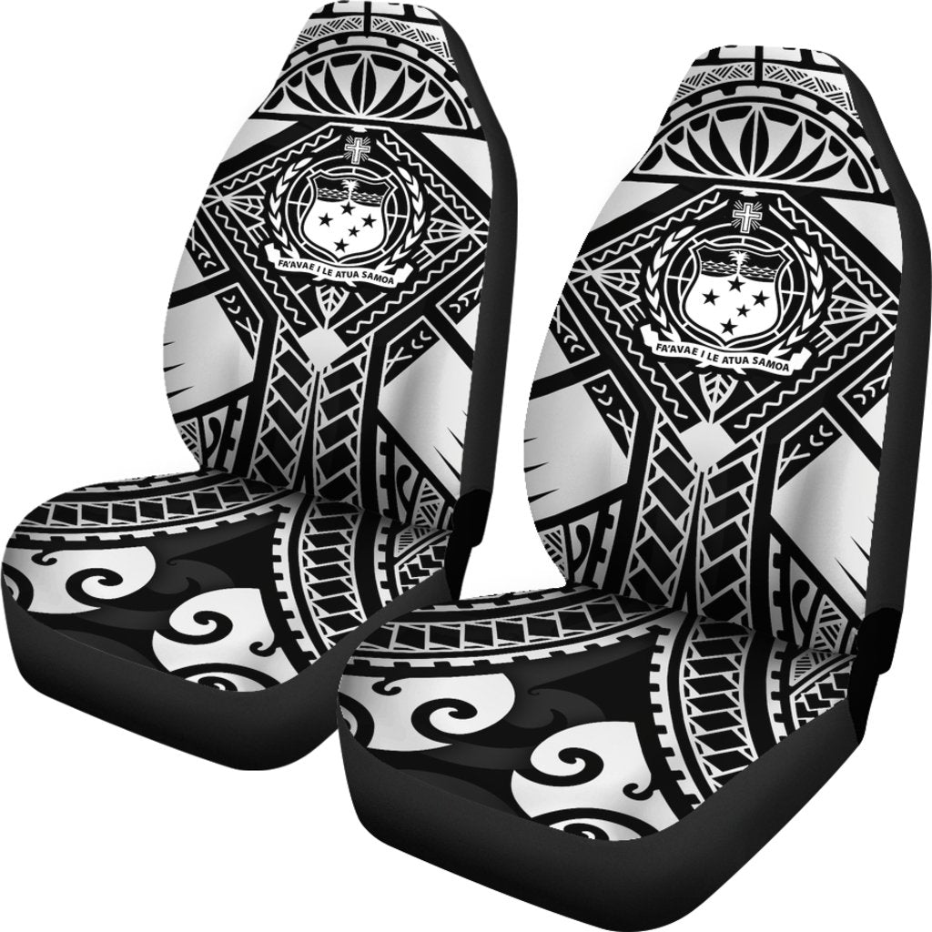 Samoa Polynesian Car Seat Covers - Samoa White Seal with Polynesian Tattoo - Polynesian Pride