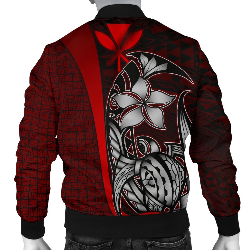 Polynesian Hawaii Men Bomber Jacket Red - Turtle with Hook - Polynesian Pride