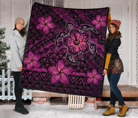 Hawaii Mix Polynesian Turtle Plumeria Premium Quilt - AH - Nick Style - Pink - Polynesian Pride