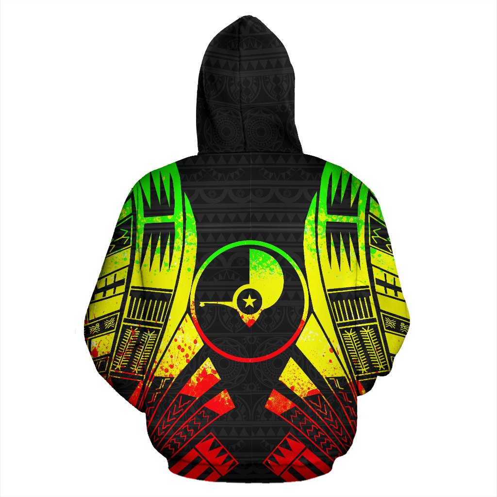 Yap All Over Custom Zip up Hoodie Reggae Tattoo Style - Polynesian Pride