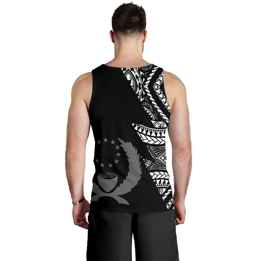 Pohnpei Personalised Custom Men's Tank Top - Micronesian Pattern Flash Black - Polynesian Pride
