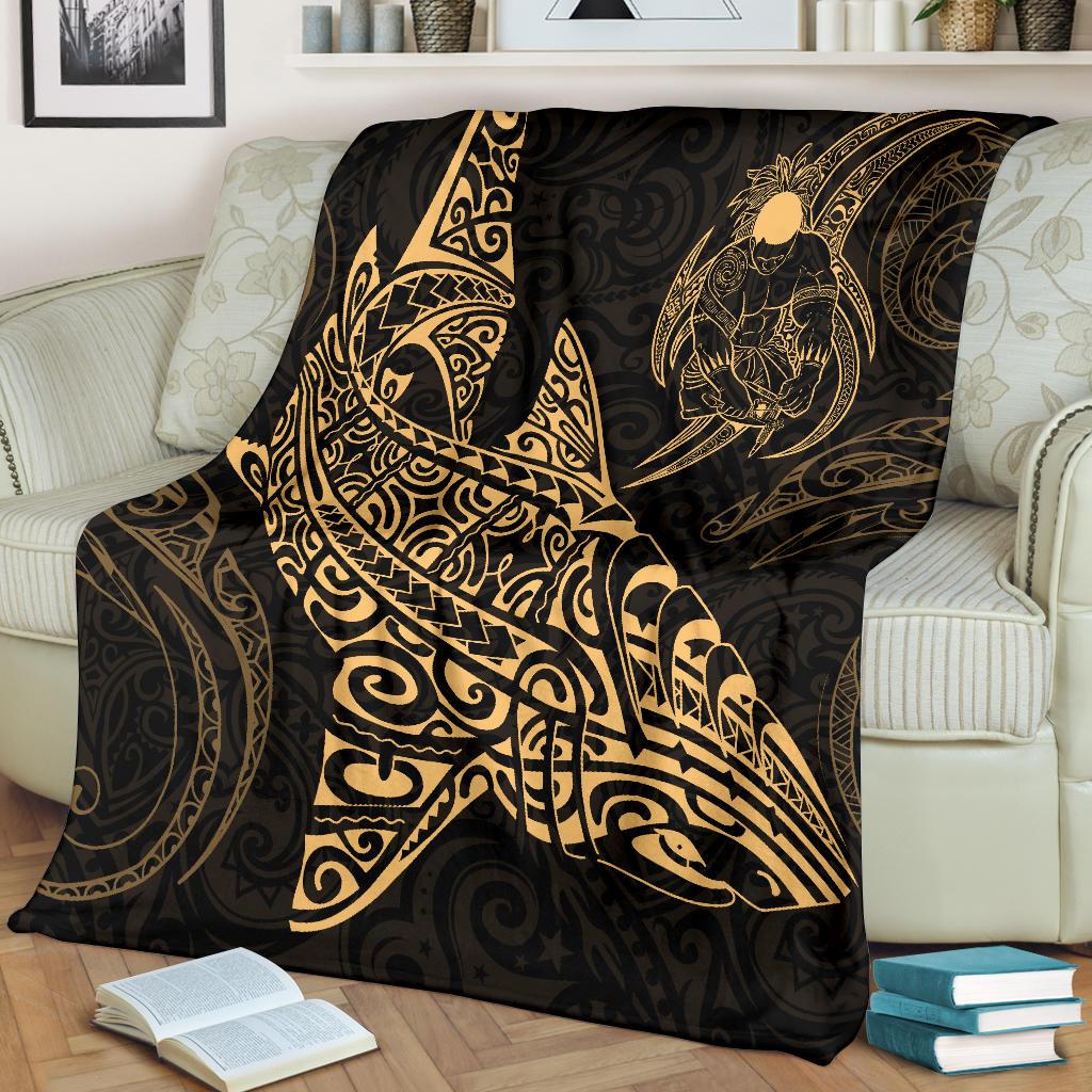 Shark Polynesian Blanket - Polynesian Tattoo Gold - Polynesian Pride