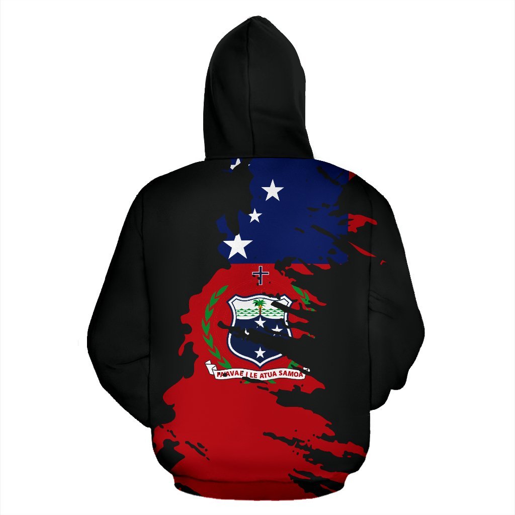 Samoa Zip up Hoodie Samoa Flag Coat of Arms Painting - Polynesian Pride