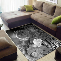 Kosrae Custom Personalised Area Rug - Humpback Whale with Tropical Flowers (White) - Polynesian Pride