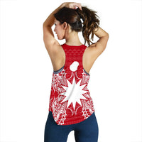 Nauru Polynesian Women Tank Top Map Red White - Polynesian Pride