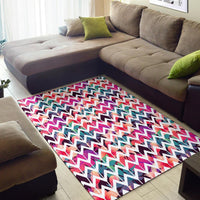 Palm Foliage On Striped Zigzag Rug - Polynesian Pride