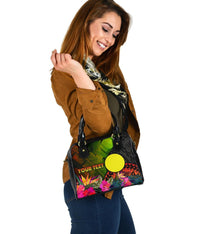 Palau Polynesian Personalised Shoulder Handbag - Hibiscus and Banana Leaves - Polynesian Pride