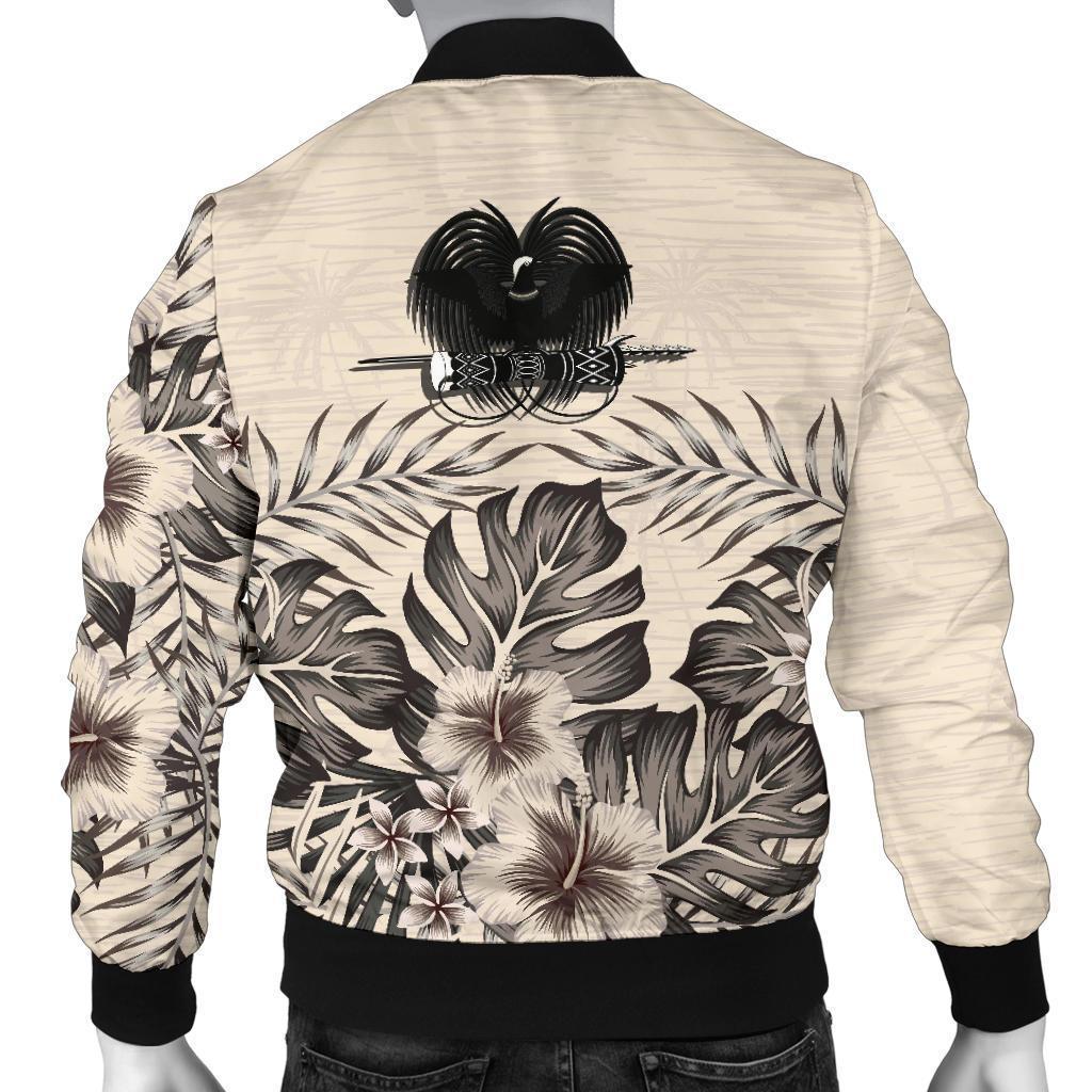 Papua New Guinea Men's Bomber Jacket - The Beige Hibiscus - Polynesian Pride