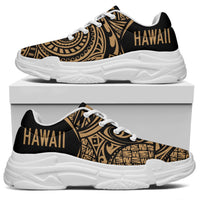 Kanaka White Chunky Sneakers Gold - Circle Style - Polynesian Pride