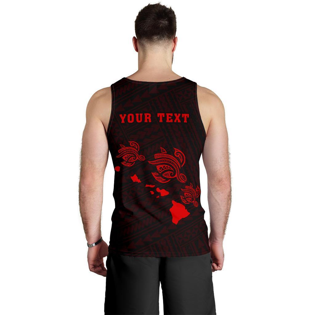 Hawaii Kakau Polynesian Three Turtles Map Personalized Men's Tank Top - Red - Polynesian Pride