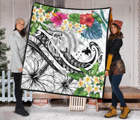 Papua New Guinea Polynesian Premium Quilt - Summer Plumeria (White) - Polynesian Pride