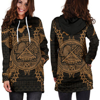 American Samoa Polynesian Hoodie Dress Map Gold - Polynesian Pride