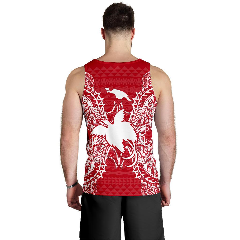 Papua New Guinea Polynesian Men Tank Top Map Red White - Polynesian Pride