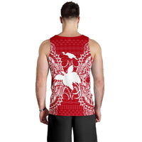 Papua New Guinea Polynesian Men Tank Top Map Red White - Polynesian Pride