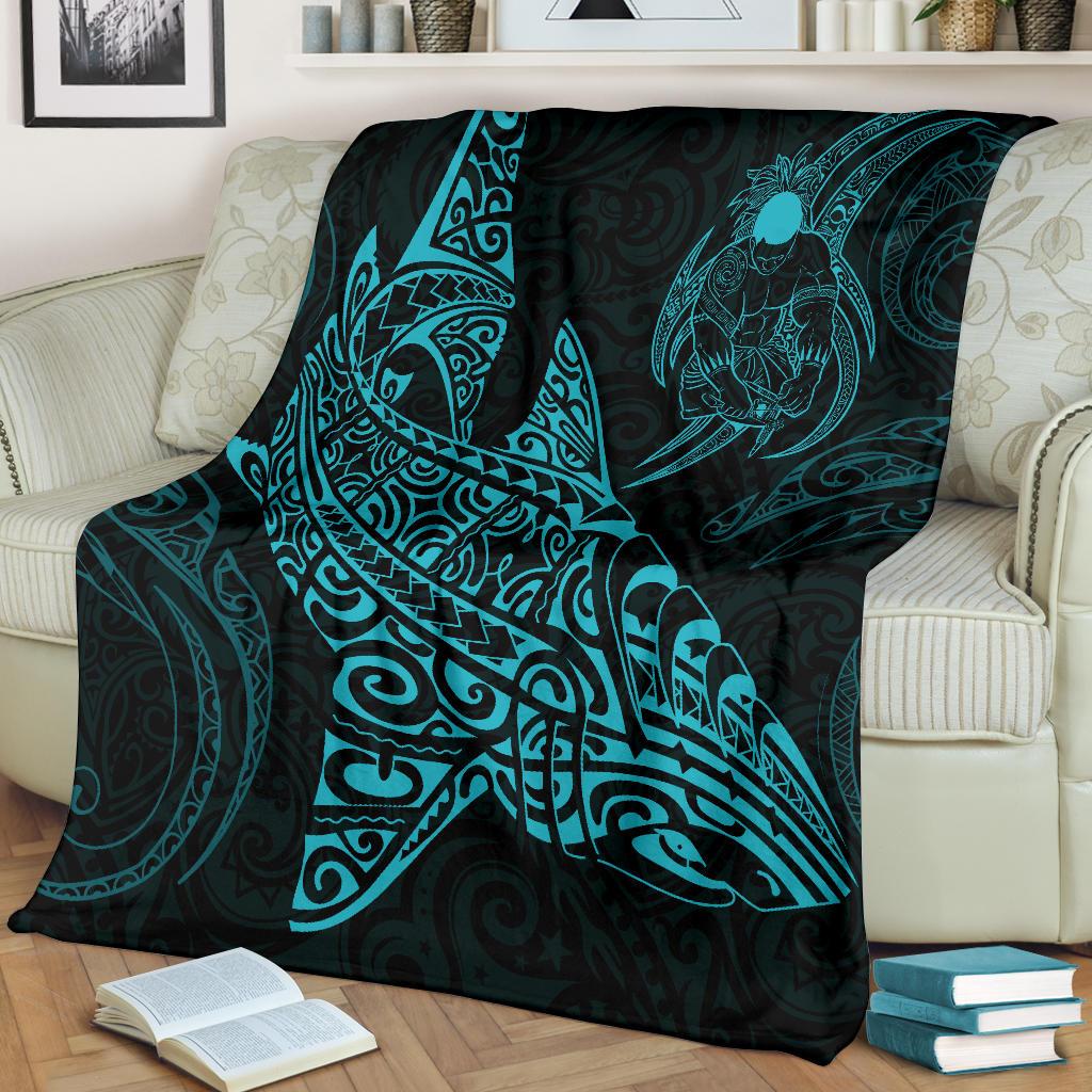 Shark Polynesian Blanket - Polynesian Tattoo Blue - Polynesian Pride