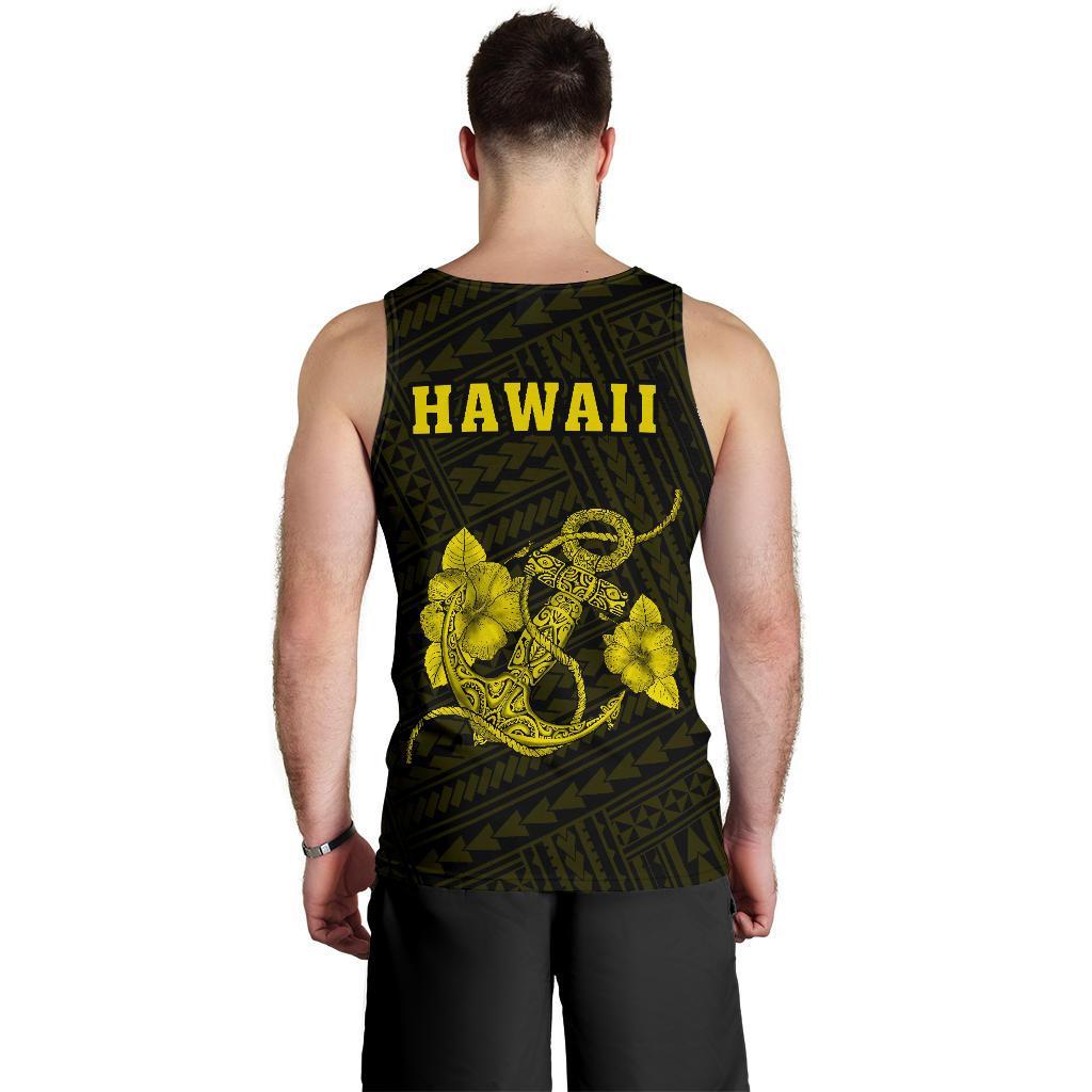Hawaii Kakau Polynesian Anchor Map Men's Tank Top - Yellow - Polynesian Pride