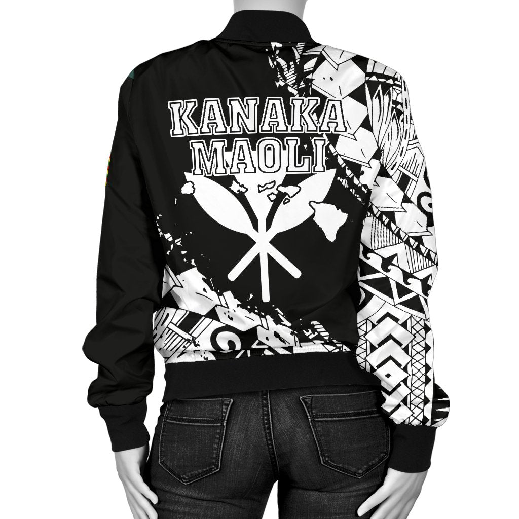 Polynesian Kanaka Flag Women's Bomber Jacket - Nora Style - White - Polynesian Pride