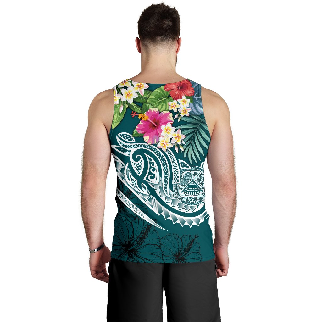 American Samoa Polynesian Men's Tank Top - Summer Plumeria - Polynesian Pride