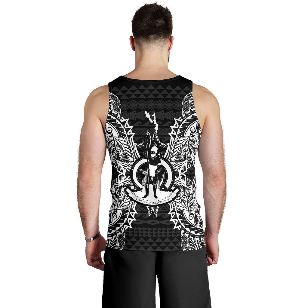 Vanuatu Polynesian Men Tank Top Map Black - Polynesian Pride