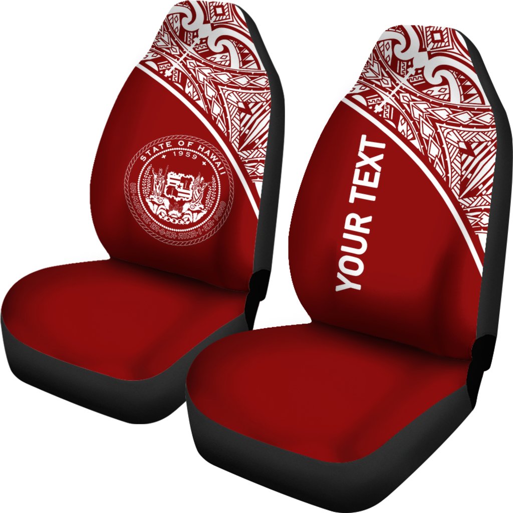 Hawaii Custom Personalised Car Seat Covers - Hawaii Seal Polynesian Red Curve - Polynesian Pride